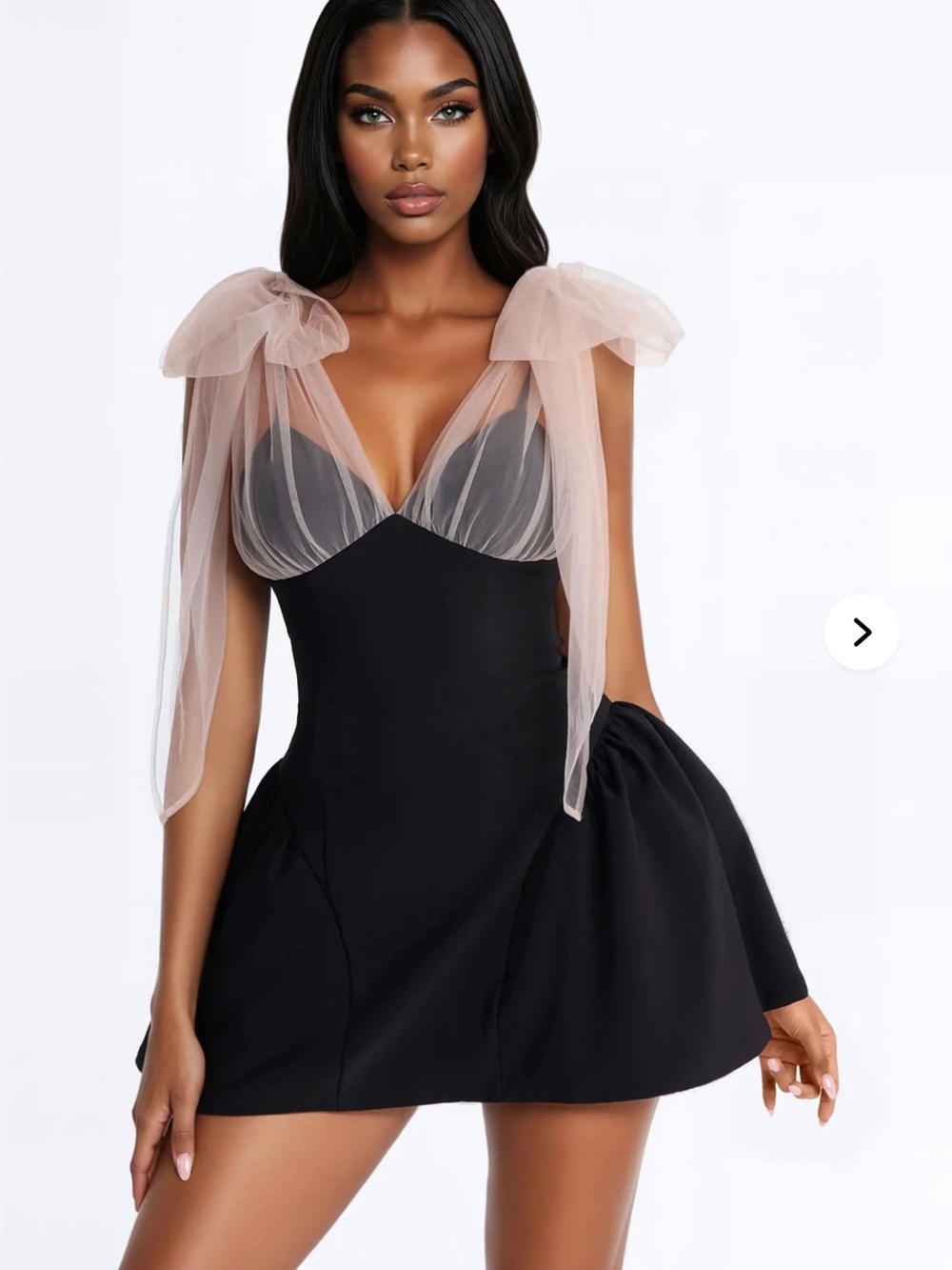 FashionNova Tied with Love Tulle Mini Dress Large NWT